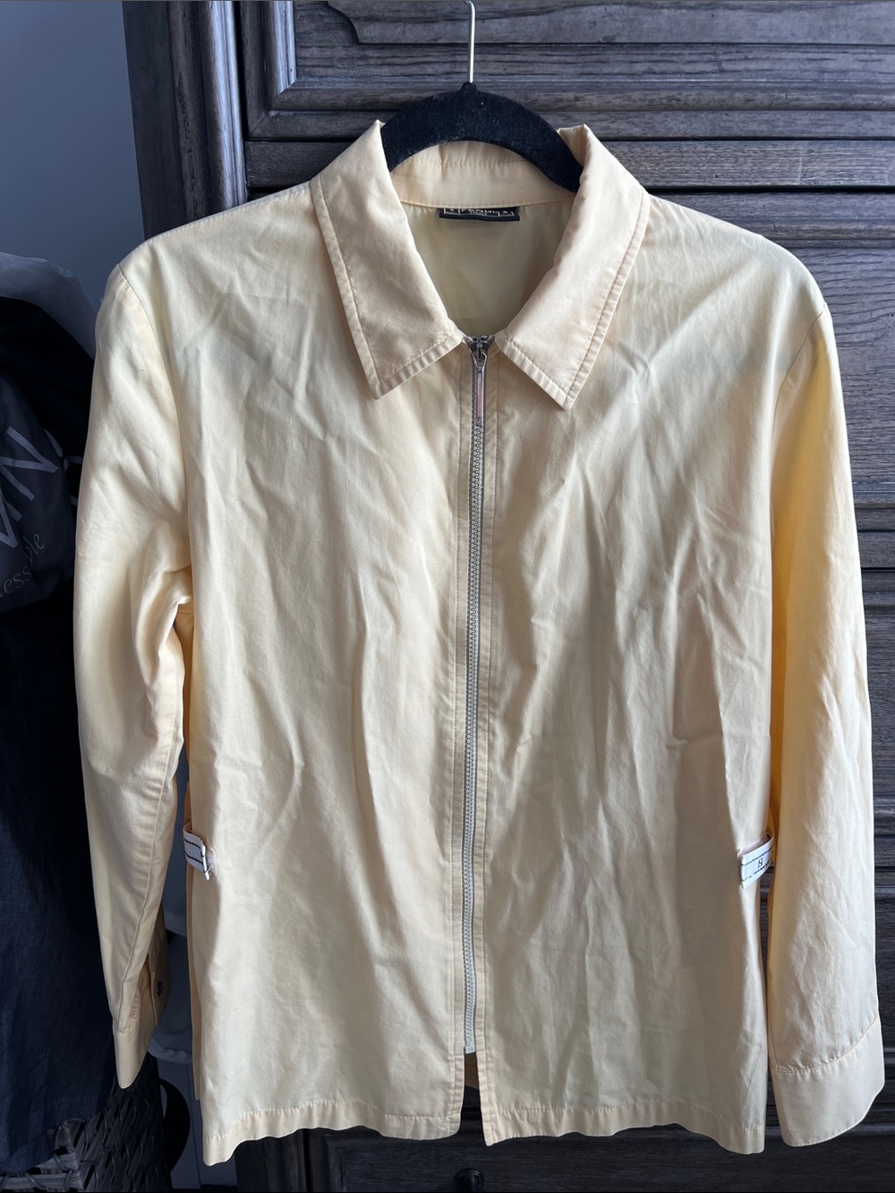 Vintage Fendi Jeans Pale Yellow Zip Up Jacket Size M Italian Luxury